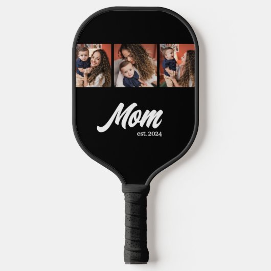 Mom Established Modern Script Black Photo Pickleball Paddle (Voorkant)