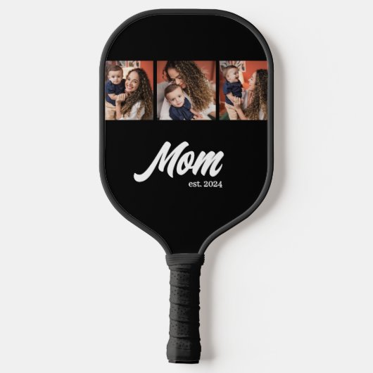 Mom Established Modern Script Black Photo Pickleball Paddle (Achterkant)
