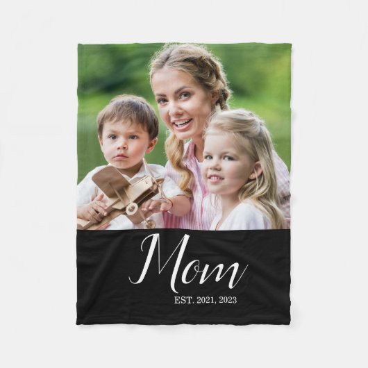 Mom Established Modern Script Photo Fleece Deken (Voorkant)