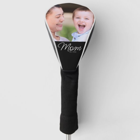 Mom Established Modern Script Photo Golfheadcover (Voorkant)