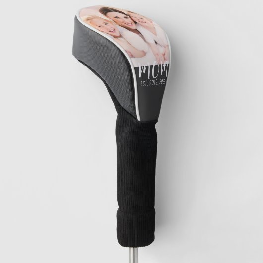 Mom Established Modern Script Photo Golfheadcover (Schuin)