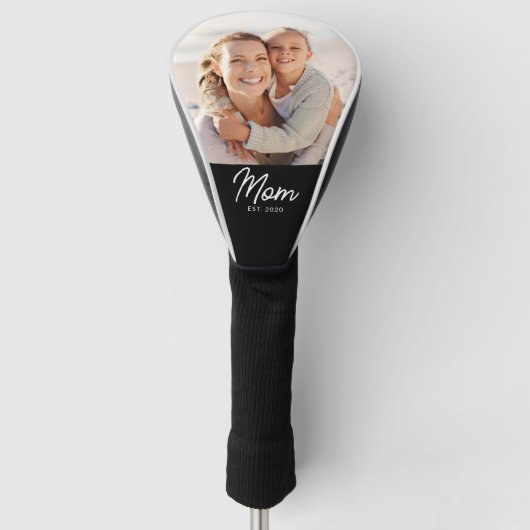 Mom Established Modern Script Photo Golfheadcover (Voorkant)