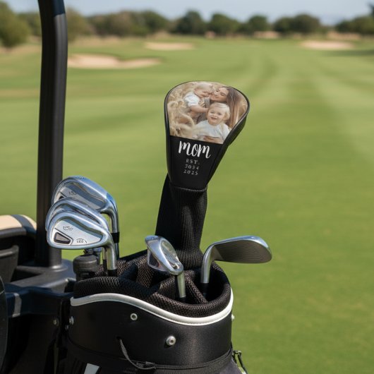 Mom Established Modern Script Photo Golfheadcover