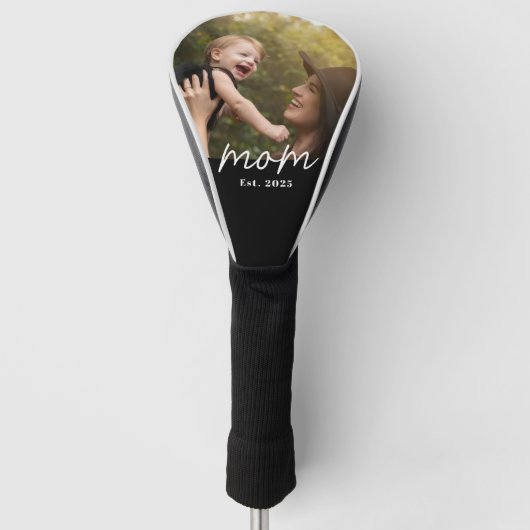 Mom Established Modern Script Photo Golfheadcover (Voorkant)