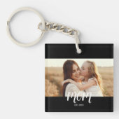 Mom Established Modern Script Photo Keychain (Voorkant)