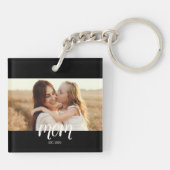 Mom Established Modern Script Photo Keychain (Achterkant)