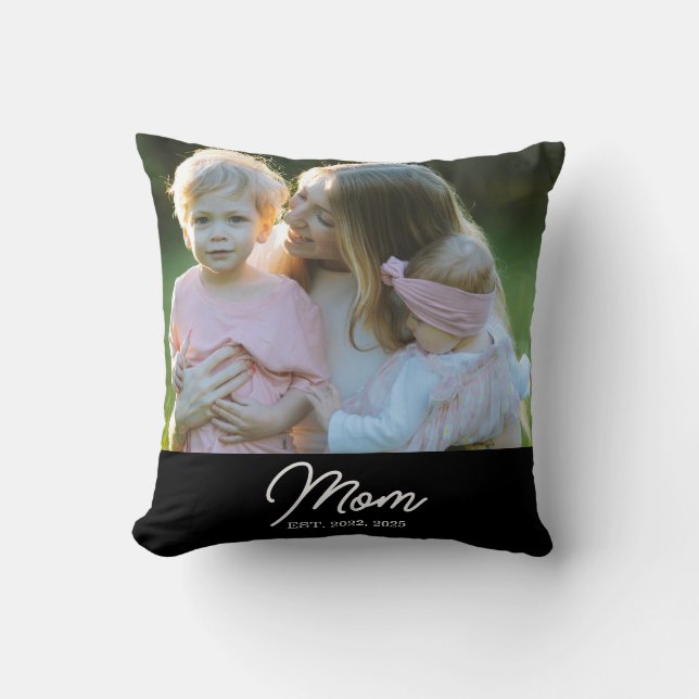 Mom Established Modern Script Photo Kussen (Voorkant)
