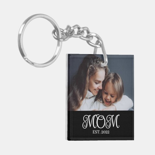 Mom Established Modern Script Photo Sleutelhanger (Voorkant Links)
