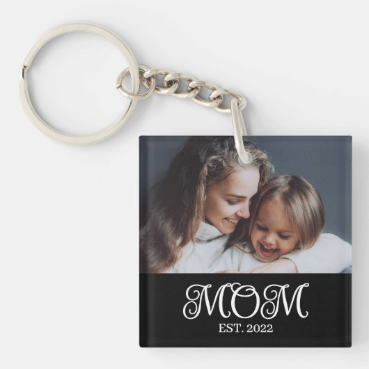 Mom Established Modern Script Photo Sleutelhanger (Voorkant)