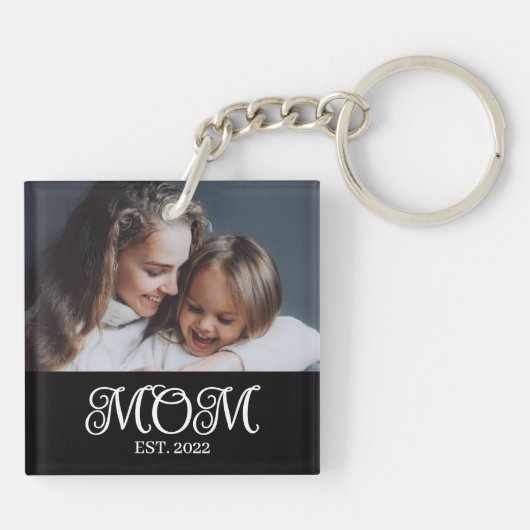 Mom Established Modern Script Photo Sleutelhanger (Achterkant)