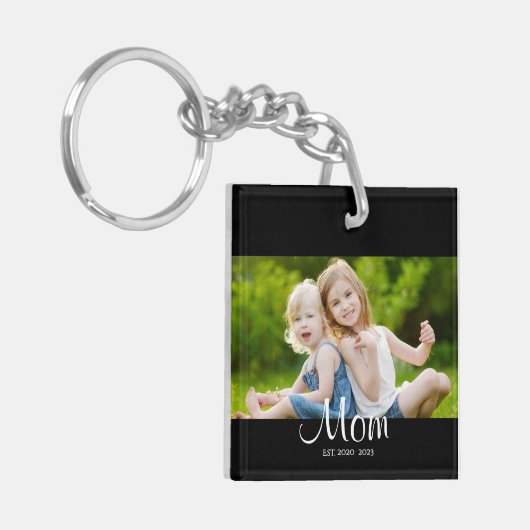 Mom Established Modern Script Photo Sleutelhanger (Voorkant Links)