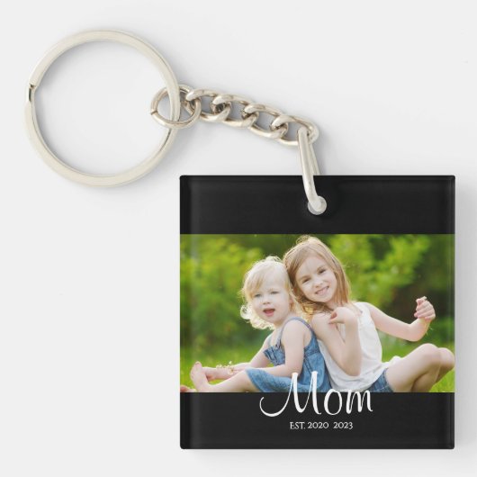 Mom Established Modern Script Photo Sleutelhanger (Voorkant)