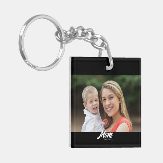 Mom Established Modern Script Photo Sleutelhanger (Voorkant Links)