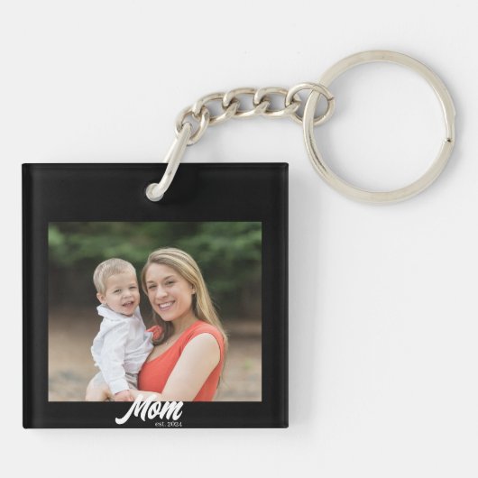 Mom Established Modern Script Photo Sleutelhanger (Achterkant)