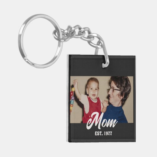 Mom Established Modern Script Photo Sleutelhanger (Voorkant Links)