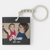 Mom Established Modern Script Photo Sleutelhanger (Achterkant)