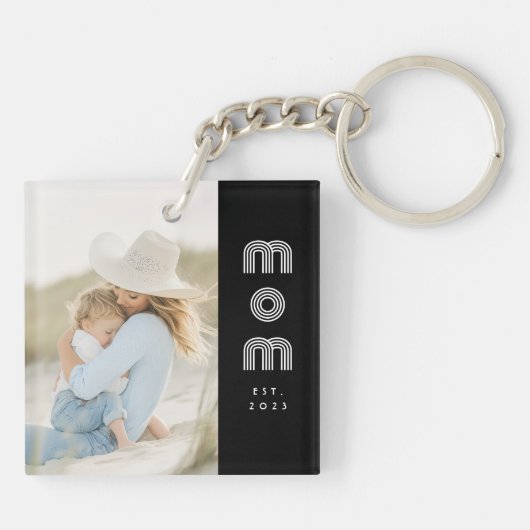 Mom Established Modern Script Photo  Sleutelhanger (Achterkant)