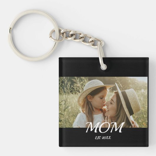 Mom Established Modern Script Photo  Sleutelhanger (Voorkant)