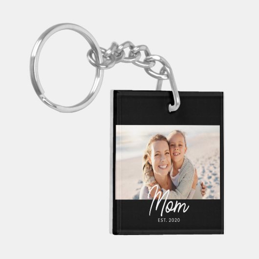 Mom Established Modern Script Photo Sleutelhanger (Voorkant Links)