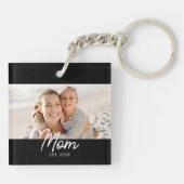 Mom Established Modern Script Photo Sleutelhanger (Achterkant)