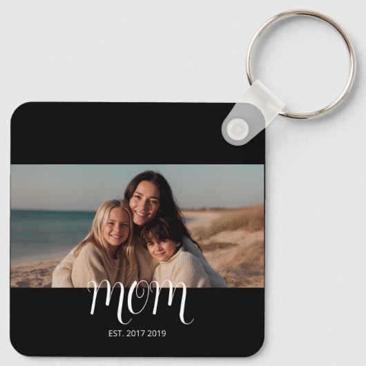 Mom Established Modern Script Photo  Sleutelhanger (Achterkant)