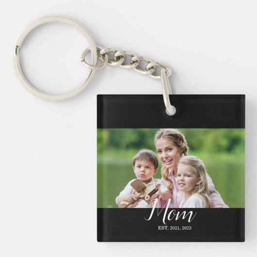 Mom Established Modern Script Photo Sleutelhanger (Voorkant)