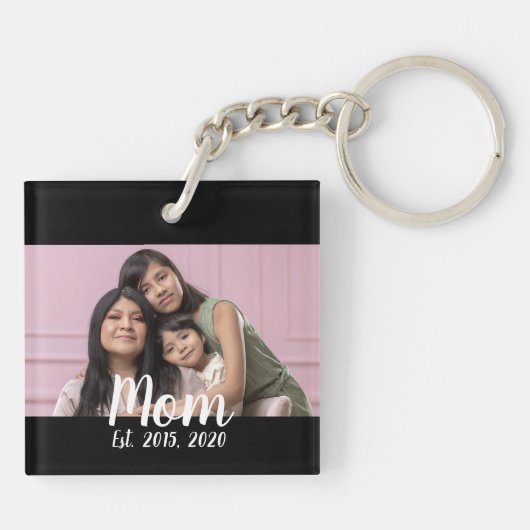 Mom Established Modern Script Photo Sleutelhanger (Achterkant)