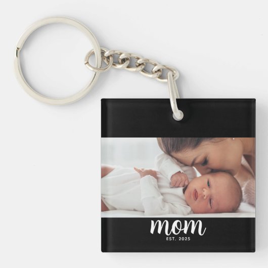 Mom Established Modern Script Photo Sleutelhanger (Voorkant)