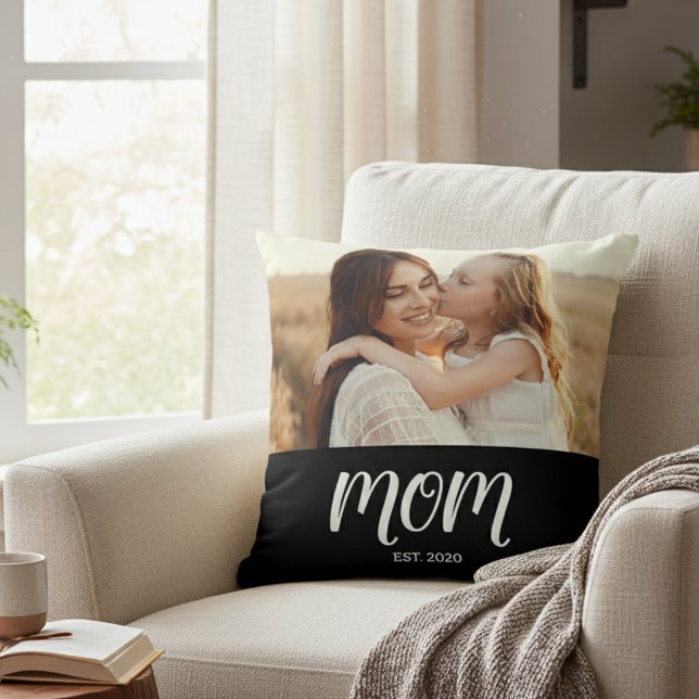 Mom Established Modern Script Photo Throw Pillow Kussen (Creator heeft geüpload)