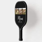 Mom Established Modern Script Text 3 Photo Black Pickleball Paddle (Links)