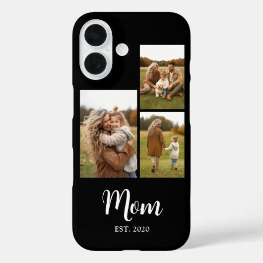 Mom Established Modern Script Text Black 3 Photo Case-Mate iPhone Case (Achterkant)