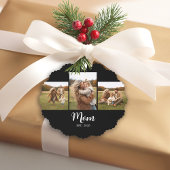 Mom Established Modern Script Text Black 3 Photo Ornament Kaart
