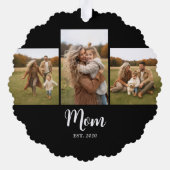 Mom Established Modern Script Text Black 3 Photo Ornament Kaart (Achterkant)