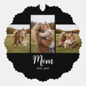 Mom Established Modern Script Text Black 3 Photo Ornament Kaart (Voorkant)