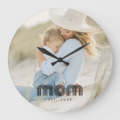 Mom Established Modern White Script Photo  Grote Klok (Voorkant)