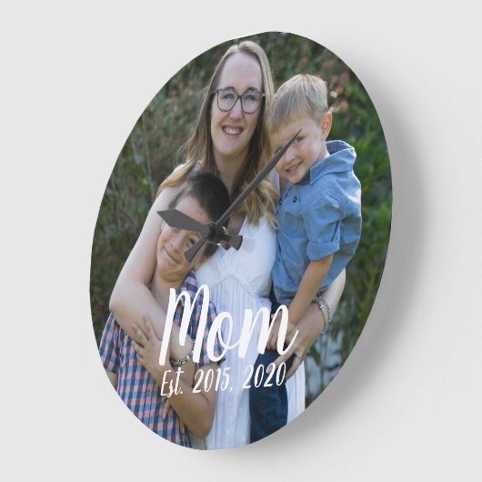 Mom Established Modern White Script Photo  Grote Klok (Hoek)