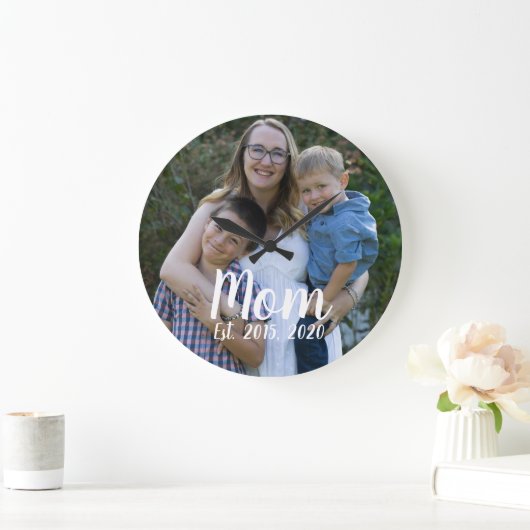 Mom Established Modern White Script Photo  Grote Klok (Huis)