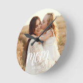 Mom Established Modern White Script Photo Ronde Klok (Hoek)