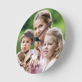 Mom Established Modern White Script Photo  Ronde Klok (Hoek)