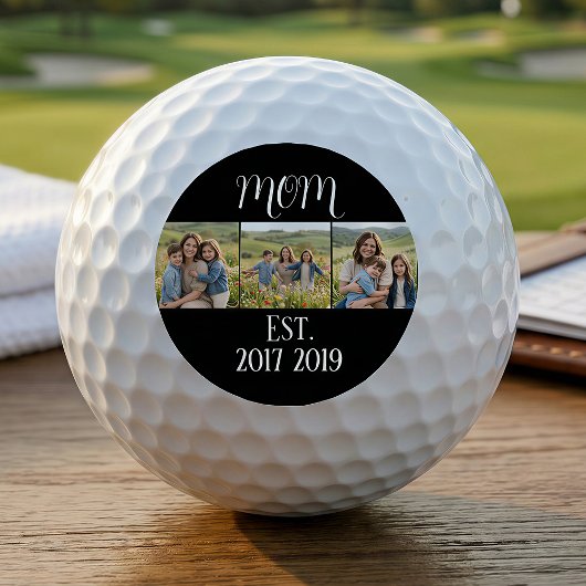 Mom Established ModernBold Script Black 3 Photo Golfballen