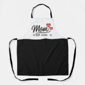 Mom Established Mothers Day Year Script Heart Schort (Voorkant)
