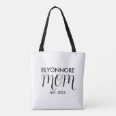 Mom Established New Mom Gift Black Custom Name  Tote Bag (Achterkant)