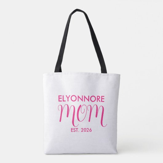 Mom Established New Mom Gift Black Custom Name  Tote Bag (Achterkant)