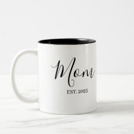 Mom Established New Mom Gift Minimalist Tweekleurige Koffiemok