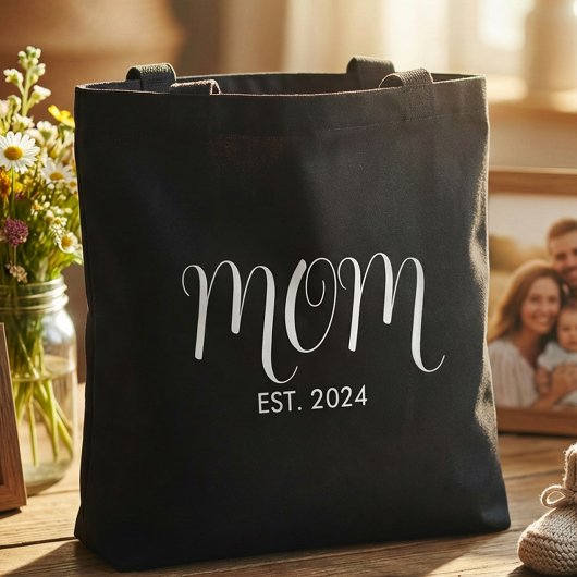 Mom Established New Mom Gift  Tote Bag