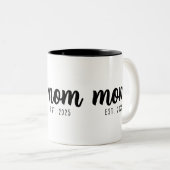 Mom Established New Mom Gift  Tweekleurige Koffiemok (Voorkant rechts)