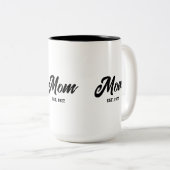 Mom Established New Mom Gift Tweekleurige Koffiemok (Voorkant rechts)