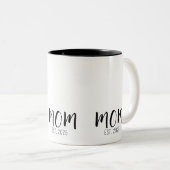 Mom Established New Mom Gift Tweekleurige Koffiemok (Voorkant rechts)