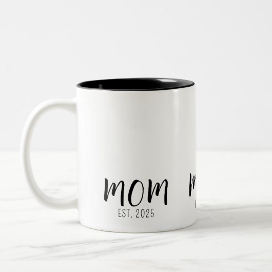 Mom Established New Mom Gift Tweekleurige Koffiemok (Links)
