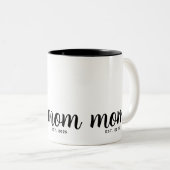 Mom Established New Mom Gift Tweekleurige Koffiemok (Voorkant rechts)